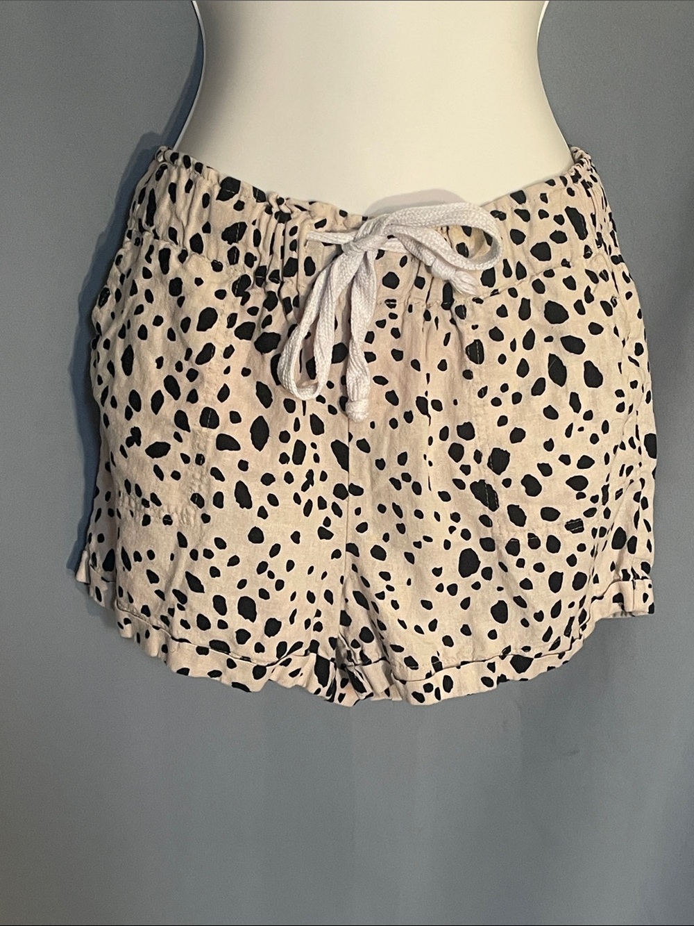 Charlotte Russe Cream Shorts with Black Spot Print